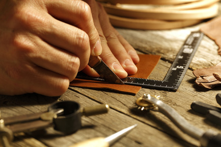 handmade leather ,like the old days.の写真素材