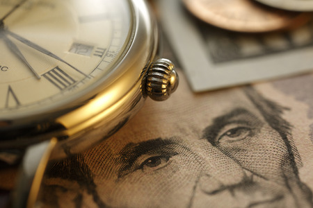 Time is money.  Gold Tone. Close upの写真素材
