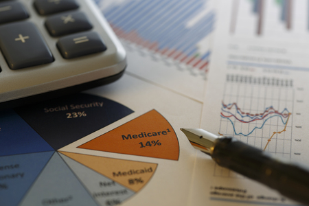 Financial data analyzing , shot with very shallow depth of fieldの写真素材