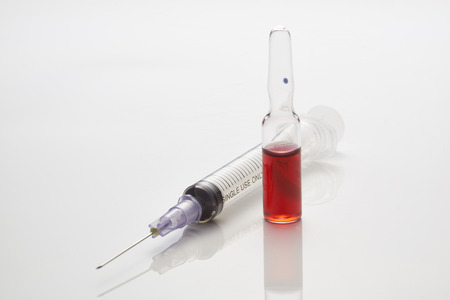 Medical vials for injection with a syringeの写真素材
