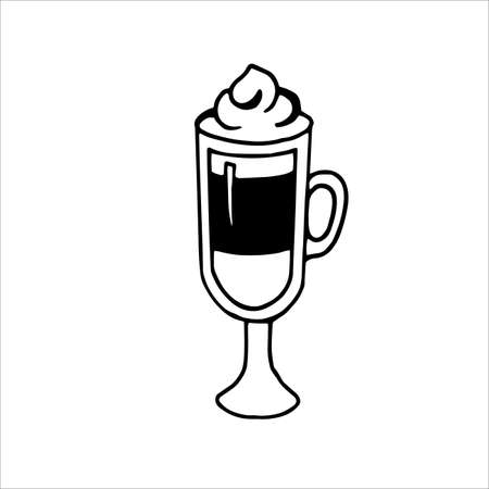 Tall coffee glass. Latte with froth.のイラスト素材