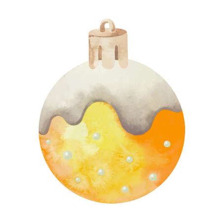 Watercolor colorful and festive Christmas ball decorationのイラスト素材