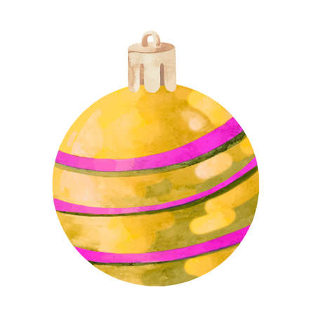 Watercolor colorful and festive Christmas ball decorationのイラスト素材