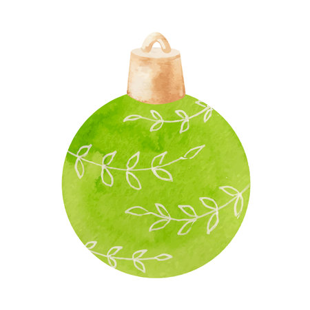 Watercolor colorful and festive Christmas ball decorationのイラスト素材