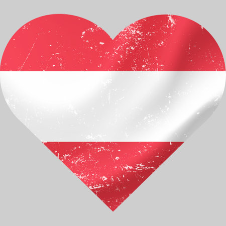 Austria flag in heart shape grunge vintage. Austrian&#xD;&#xA;flag heart. Vector flag, symbol.のイラスト素材