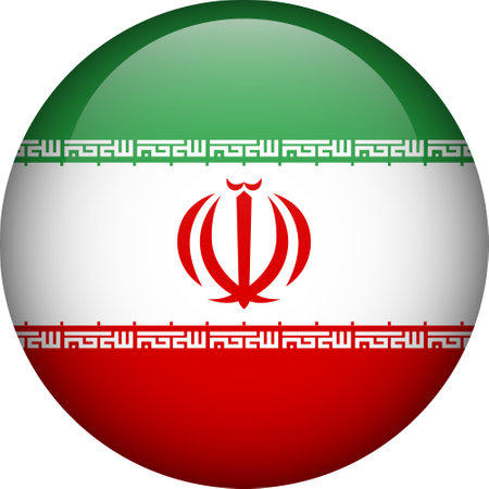 Iran flag button. Emblem of Iran. Vector flag, symbol. Colors and proportion correctly.のイラスト素材