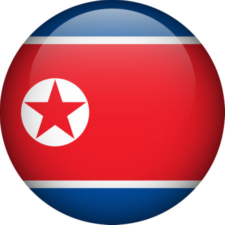 North Korea flag button. Emblem of North Korea. Vector flag, symbol. Colors and proportion correctly.のイラスト素材