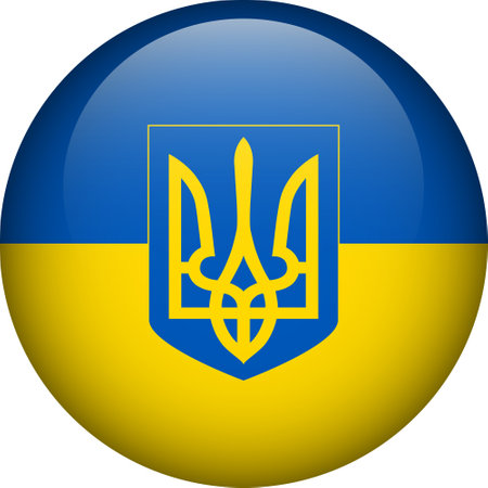 Ukraine flag button. Emblem of Ukraine. Vector flag, symbol. Colors and proportion correctly.のイラスト素材