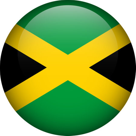 Jamaica flag button. Emblem of Jamaica. Vector flag, symbol. Colors and proportion correctly.のイラスト素材