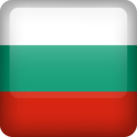 Bulgaria flag button. Square emblem of Bulgaria. Vector Bulgarian flag, symbol. Colors and proportion correctly.のイラスト素材