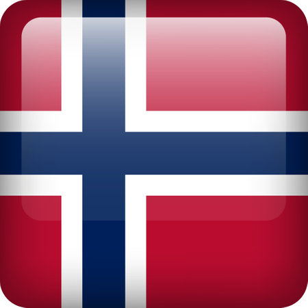Norway flag button. Square emblem of Norway. Vector Norway flag, symbol. Colors and proportion correctly.のイラスト素材