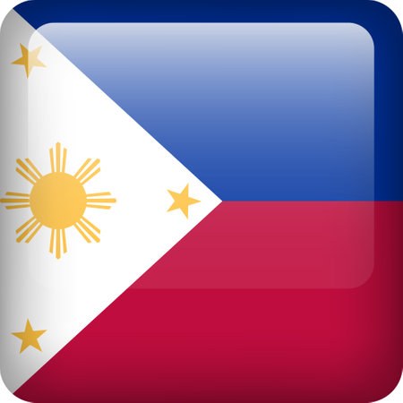 Philippines flag button. Square emblem of Philippines. Vector Philippines flag, symbol. Colors correctly.のイラスト素材