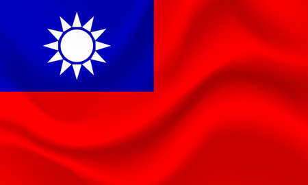 Vector Taiwan. Waved Flag of Taiwan. Taiwan emblem, icon.のイラスト素材
