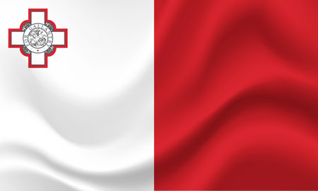 Malta flag. Symbol of Malta. Vector flag illustration. Colors and proportion correctly. Malta background. Malta banner. Symbol, icon.のイラスト素材