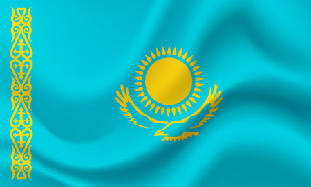 Kazakhstan flag. Kazakhstan official colors and proportion correctly. Kazakhstan background. Kazakhstan banner. Symbol, icon.のイラスト素材