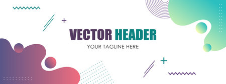 Vector abstract banner. Geometric header, background. Vibrant coupon template.のイラスト素材