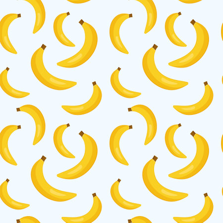 Fresh banana background. Seamless pattern with banana fruits collection. Colorful wallpaper vector. Decorative illustrationのイラスト素材