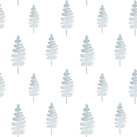 Seamless pattern with hand drawn pine, ale. Vector pattern scandi trees. Pastel colorsのイラスト素材