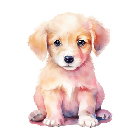 Watercolor cute dog. Vector illustration with hand drawn puppy. Clip art image.のイラスト素材