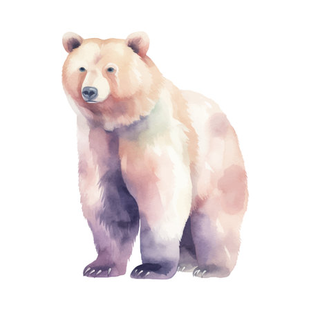 Watercolor brown bear. Vector illustration with hand drawn bear animal. Clip art image.のイラスト素材