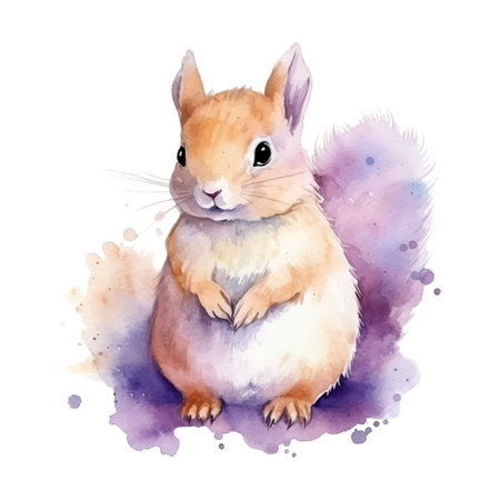Watercolor squirrel. Vector illustration with hand drawn squirrel. Clip art image.のイラスト素材