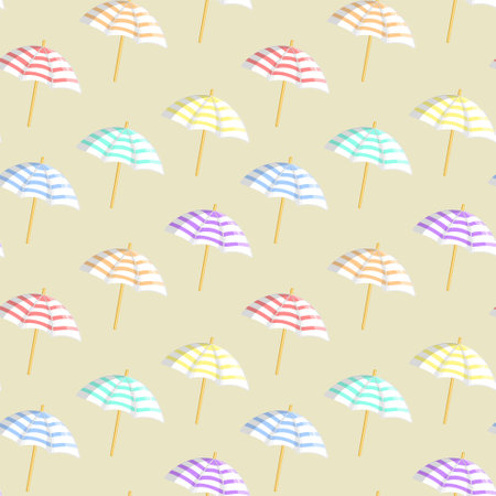 Colourful umbrella seamless vector pattern. Background illustration
