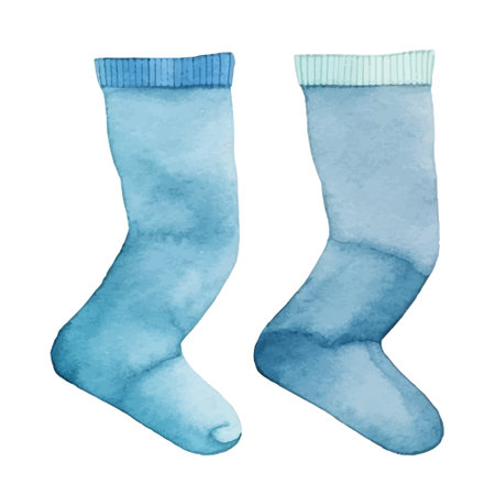 Watercolor hand drawn socks in pastel colors isolated on white background.