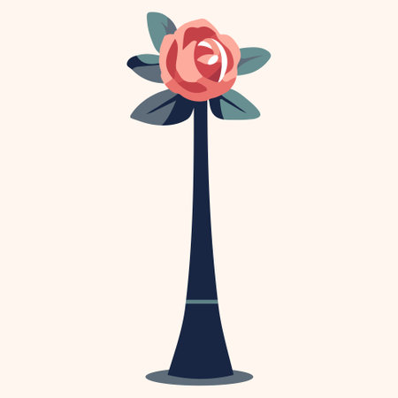 Romantic vector lantern with rose. Holiday lamp post. Valentines day design. Romantic icon. Vintage flat style.のイラスト素材