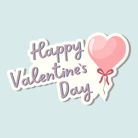 Cute vector love sticker. Happy Valentines day quote. Romantic vector icon in pastel colorsのイラスト素材