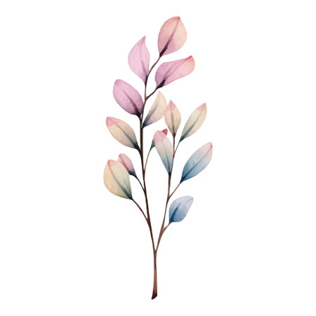 Watercolor spring plant. Delicate watercolor plant for wedding invitations, posters. Vector botanical pastel colored.のイラスト素材
