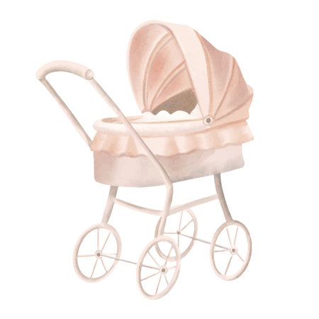 Watercolor buggy illustration. Watercolor toys. Cute hand drawn buggyのイラスト素材