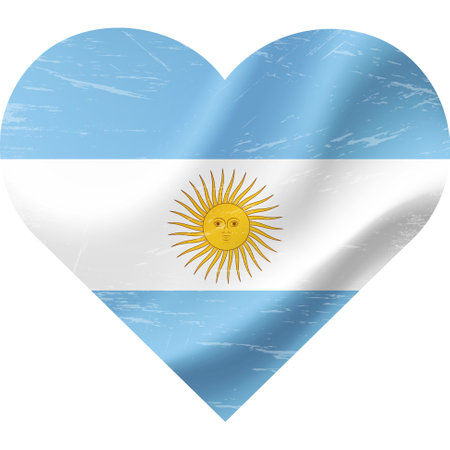 Argentina flag in heart shape grunge vintage. Argentinean flag heart. Vector flag, symbol.のイラスト素材