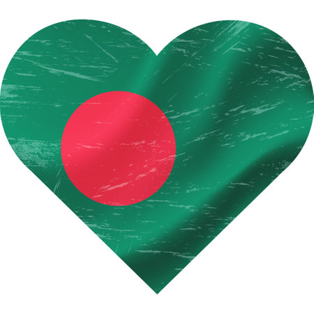 Bangladesh flag in heart shape grunge vintage. Bangladesh flag heart. Vector flag, symbol.のイラスト素材