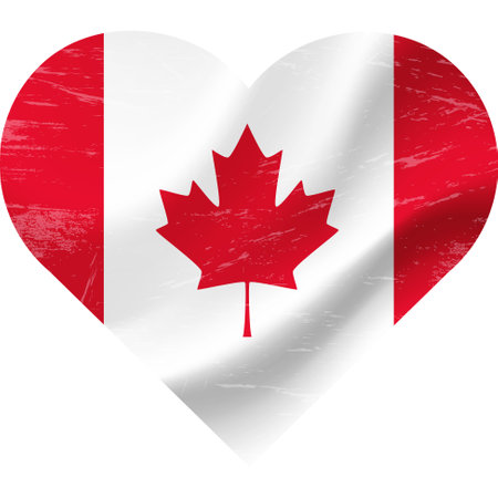 Canada flag in heart shape grunge vintage. Canadian flag heart. Vector flag, symbol.のイラスト素材