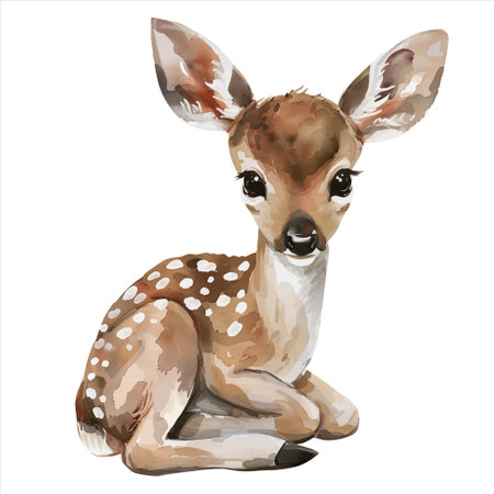 Cute little deer in watercolor style. Hand drawn woodland deer. Watercolor deer.&#xD;&#xA;のイラスト素材