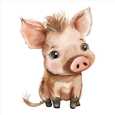 Watercolor baby pig. Cute little pig in watercolor painting style. &#xD;&#xA;のイラスト素材