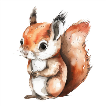 Cute little squirrel in watercolor style. Hand drawn squirrel. Watercolor squirrel.&#xD;&#xA;のイラスト素材