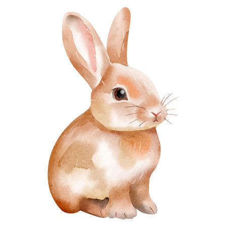 Watercolor bunny. Woodland animals. Hand drawn rabbit, easter bunny. Clip art image.のイラスト素材