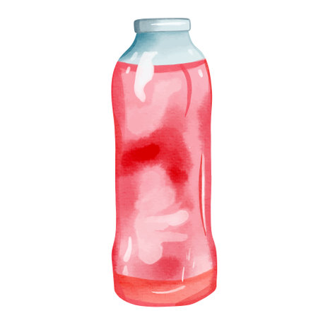 Watercolor summer drink in a bottle. Holiday party coctail. Watercolor summertime element.のイラスト素材