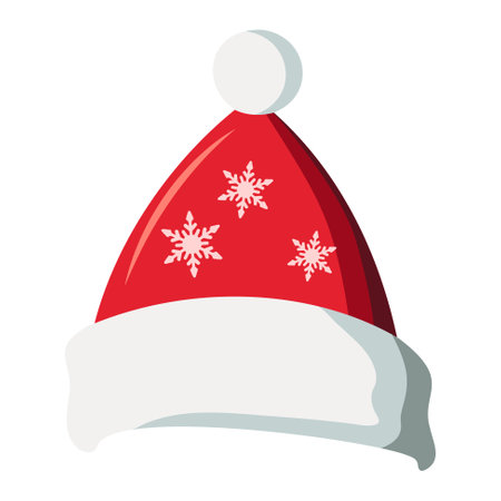 Realistic Santa Claus hat, holiday cap to xmas illustration. New Year red hat.のイラスト素材