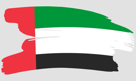United Arab Emirates flag brush paint texture. Grunge United Arab Emirates flag emblem brush conceptのイラスト素材