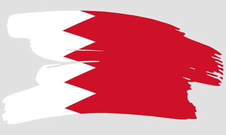 Bahrain flag brush paint texture. Grunge Bahrain flag. Bahrain emblem brush conceptのイラスト素材
