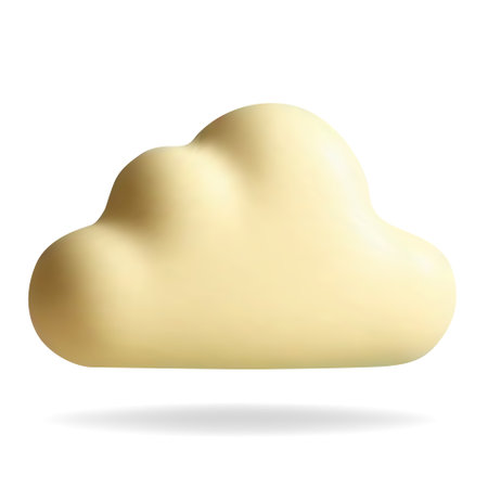 3d plastic yellow cloud. Soft cloud shape. Nursery element. Pastel color.のイラスト素材