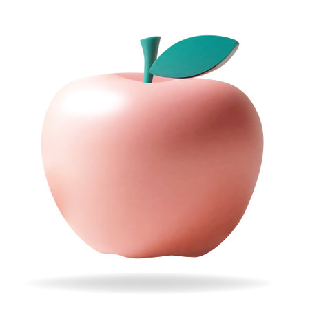 3d render element red apple. 3d illustration isolated on white background. Pastel color.のイラスト素材