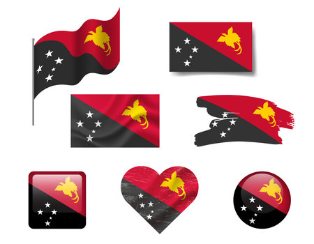 Papua New Guinea flag set of icons. Vector flag of Papua New Guinea, symbol.のイラスト素材