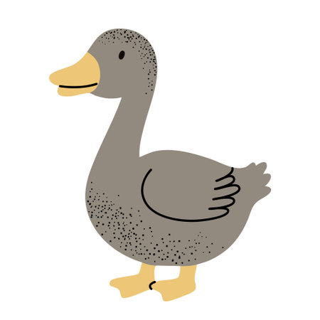 Cartoon cute goose. Domestic animals bird. Children illustration of duck. Kids styleのイラスト素材
