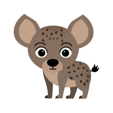 Cartoon cute hyena. Wild hand drawn animals. Childish illustration. Kids styleのイラスト素材