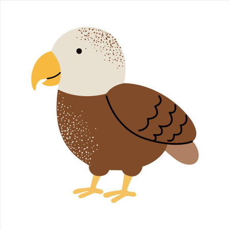 Cartoon cute eagle. Wild, woodland bird. Children illustration. Kids styleのイラスト素材