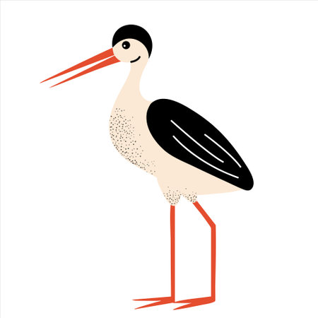 Cartoon cute stork. Wild bird. Children illustration. Kids styleのイラスト素材
