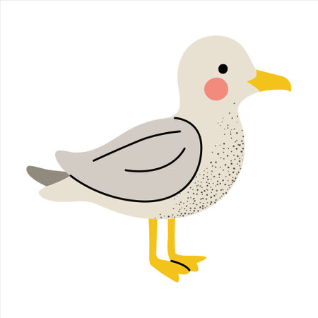 Cartoon cute seagull. Sea ââbird. Children illustration. Kids styleのイラスト素材